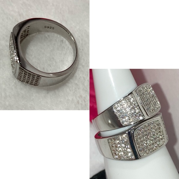 Micro Paved Wedding Band 925 Silver Bling Ring - Picture 7 of 8